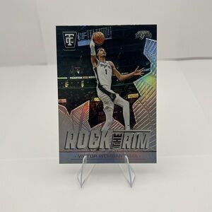 Victor Wembanyama Panini Rock the Rim Card - Black, White, Silver